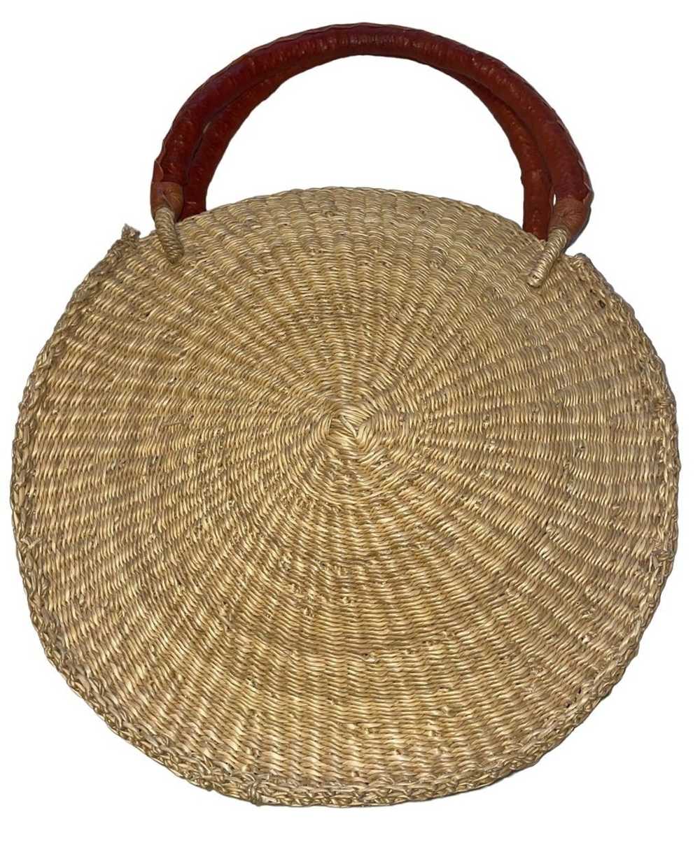 Vintage Handwoven Rattan Round Handbag - image 12