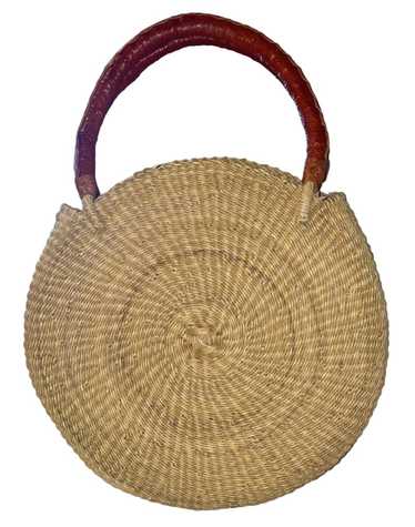 Vintage Handwoven Rattan Round Handbag
