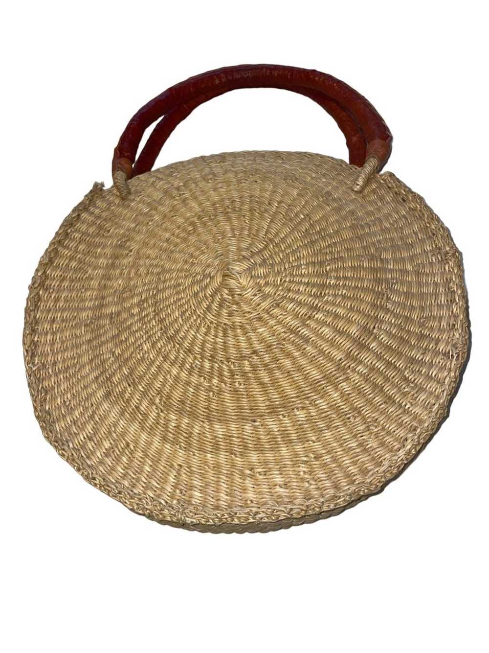 Vintage Handwoven Rattan Round Handbag - image 2