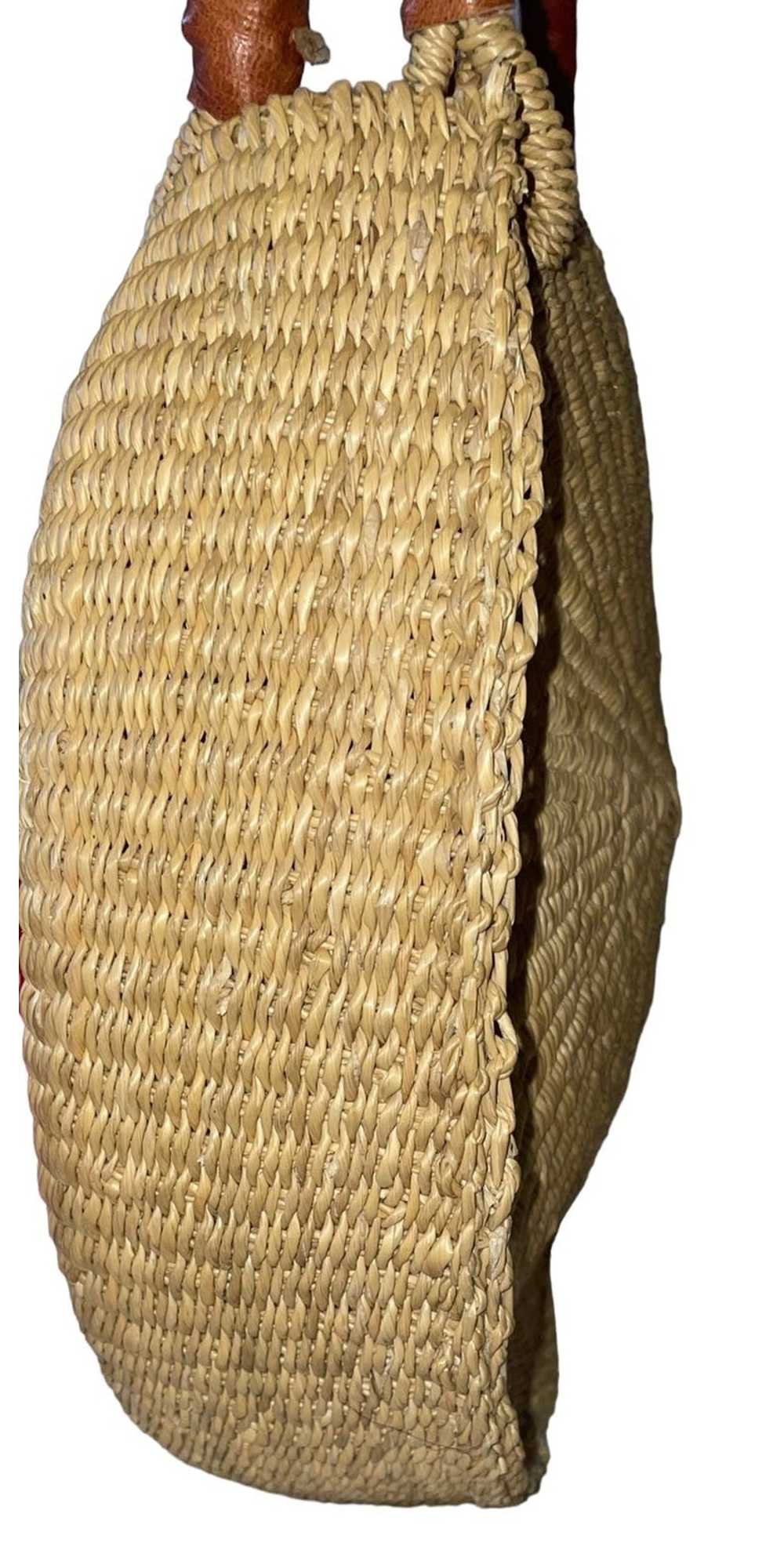 Vintage Handwoven Rattan Round Handbag - image 4