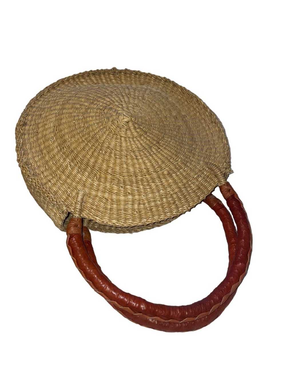 Vintage Handwoven Rattan Round Handbag - image 5