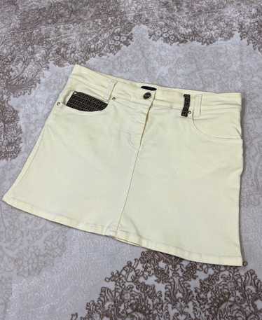 Fendi Fendi Yellow Denim Mini Skirt FF Zucca Logo 