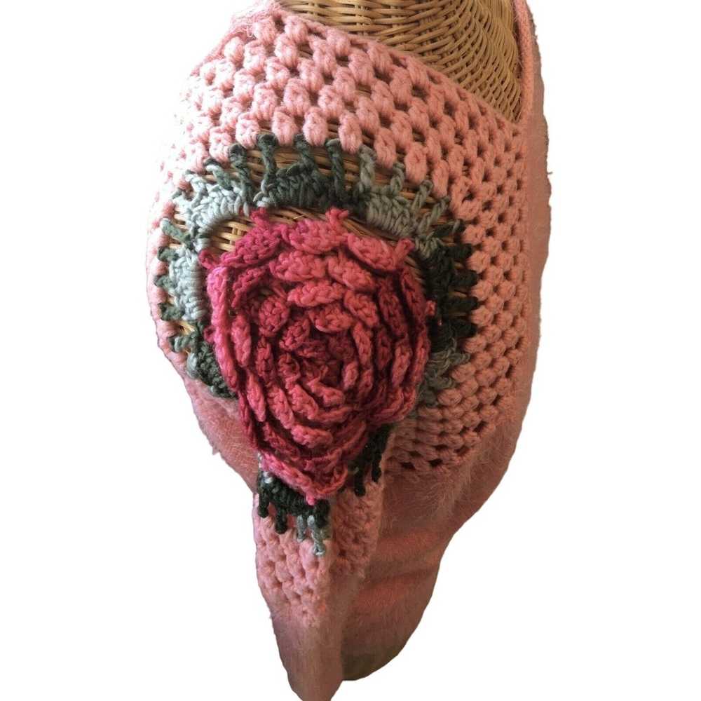 Other Women's Crochet Sweater Pink Mohair Asymmet… - image 2