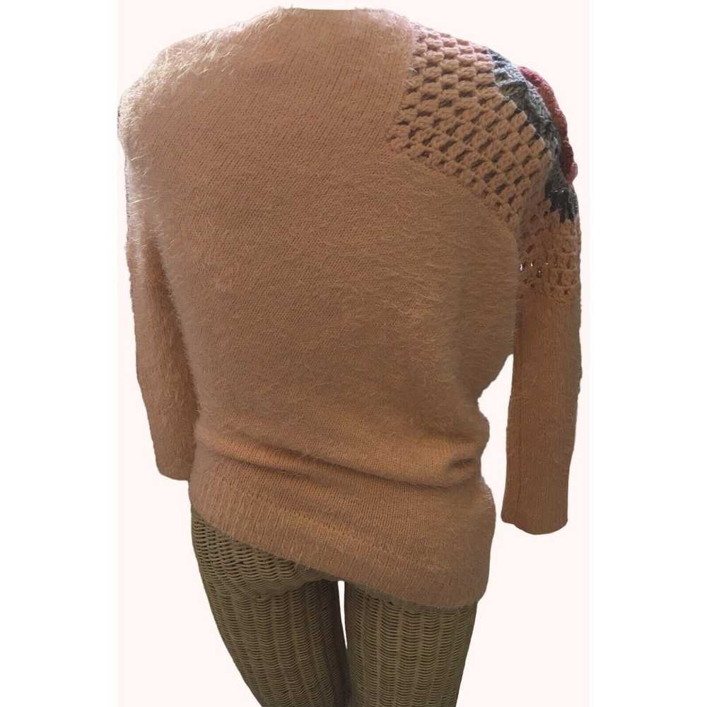 Other Women's Crochet Sweater Pink Mohair Asymmet… - image 5