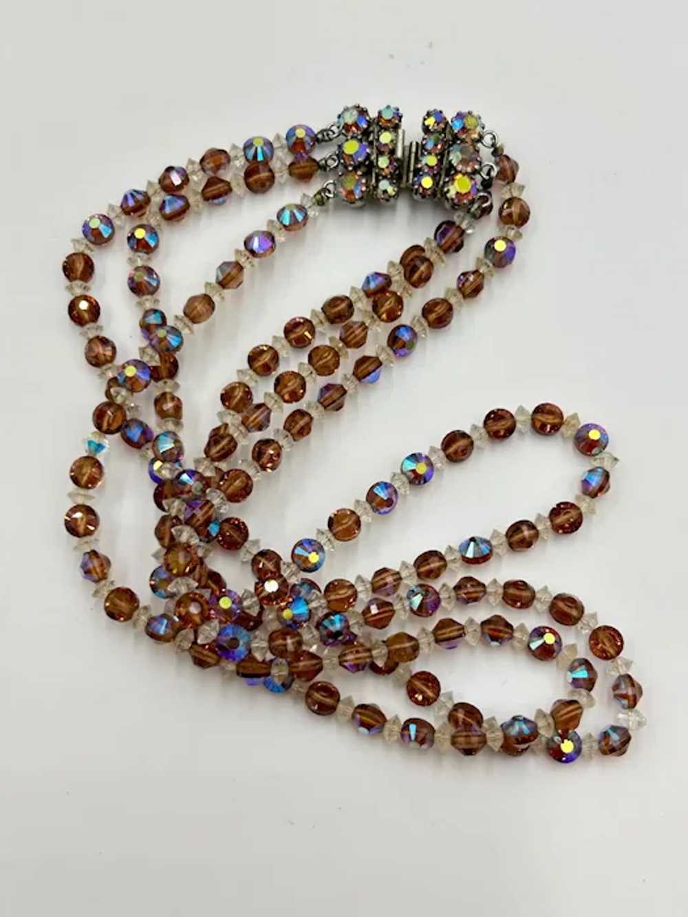 Vintage Triple Strand Crystal Necklace Rhinestone… - image 7