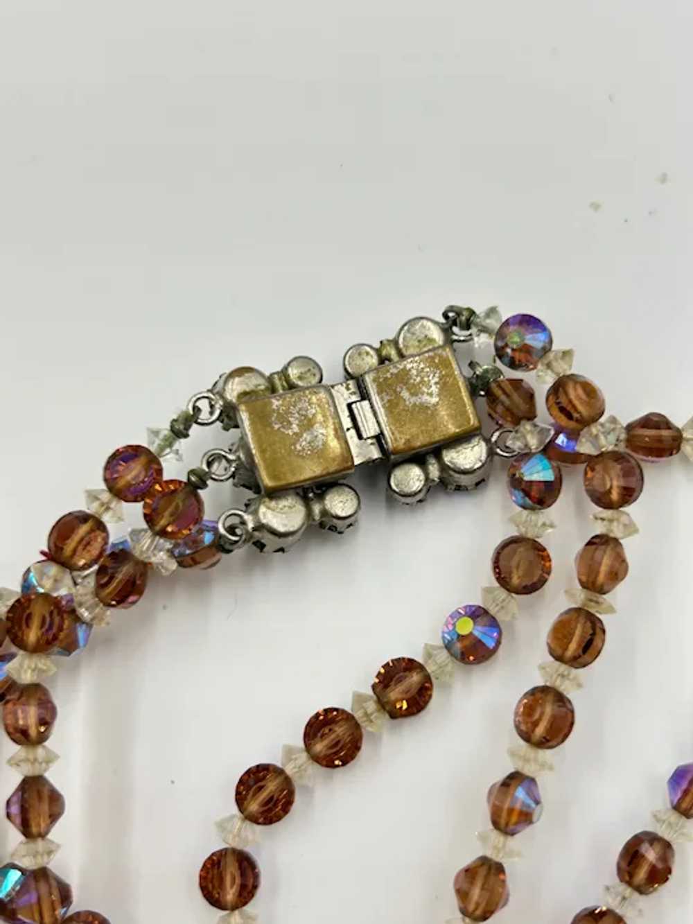 Vintage Triple Strand Crystal Necklace Rhinestone… - image 8