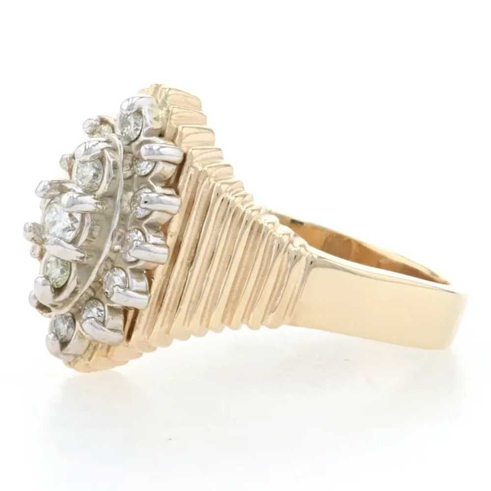 Yellow Gold Diamond Cluster Cocktail Ring - 14k R… - image 3
