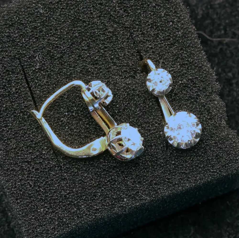 Antique Victorian Earrings 18k gold platinum diam… - image 10