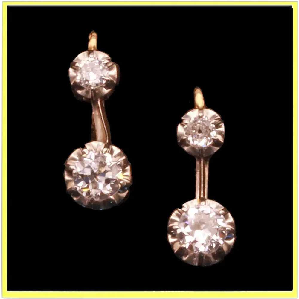 Antique Victorian Earrings 18k gold platinum diam… - image 1