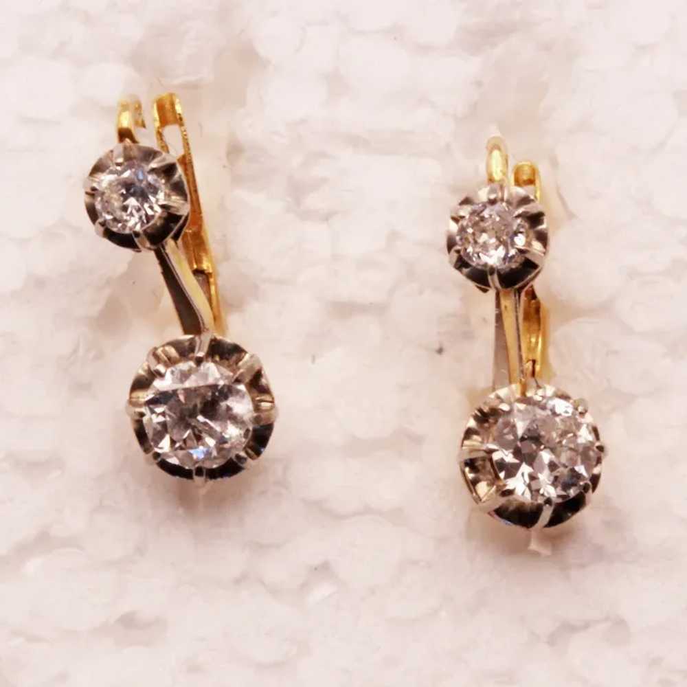 Antique Victorian Earrings 18k gold platinum diam… - image 3