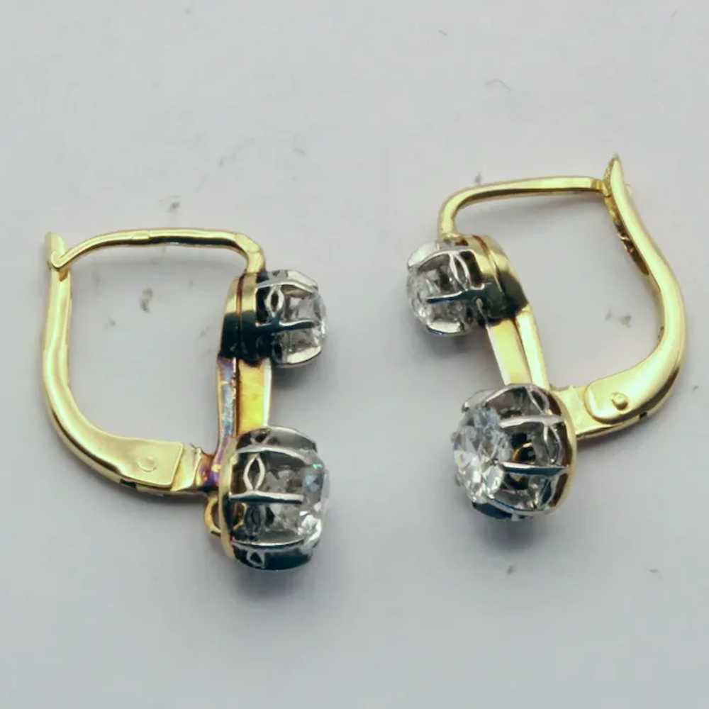 Antique Victorian Earrings 18k gold platinum diam… - image 6