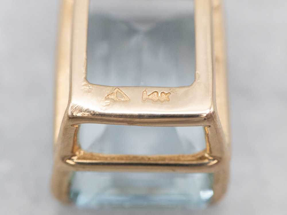 Yellow Gold Blue Topaz Solitaire Pendant - image 3