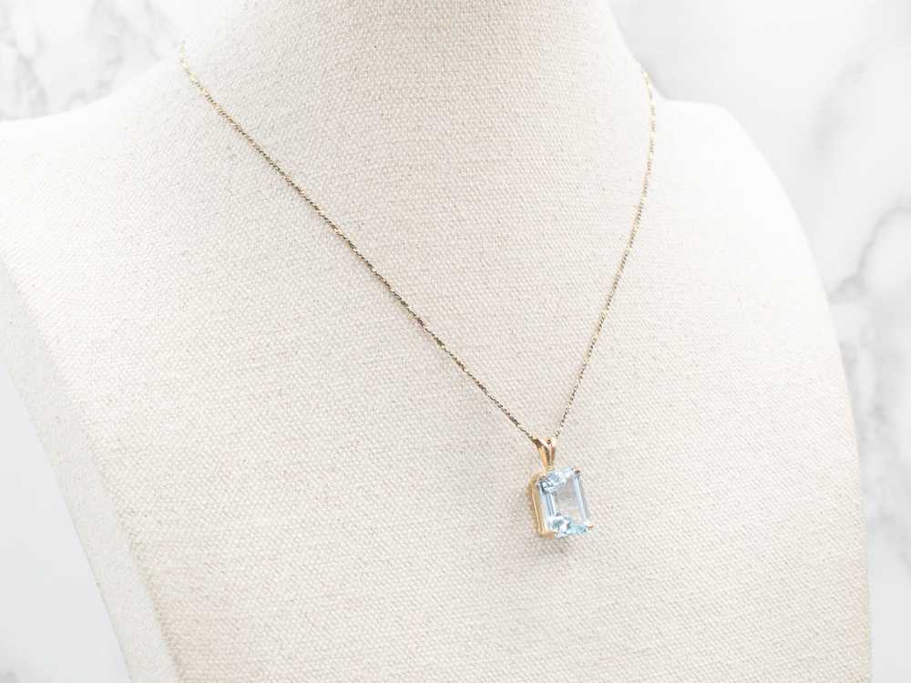 Yellow Gold Blue Topaz Solitaire Pendant - image 5