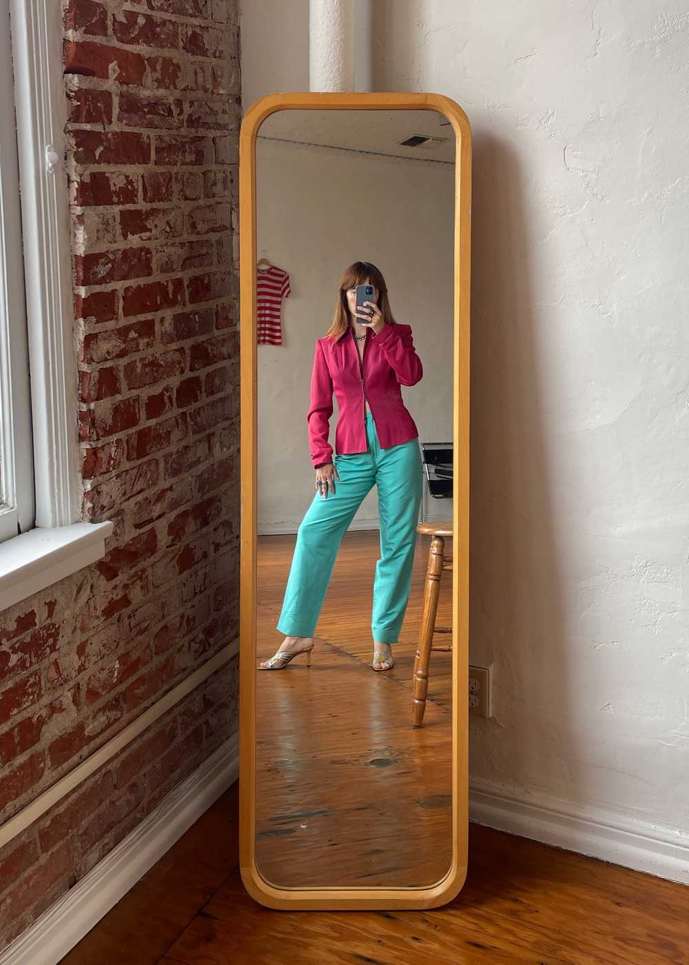 1980s Barbie Pink Suit Jacket with Boning and Sna… - image 1