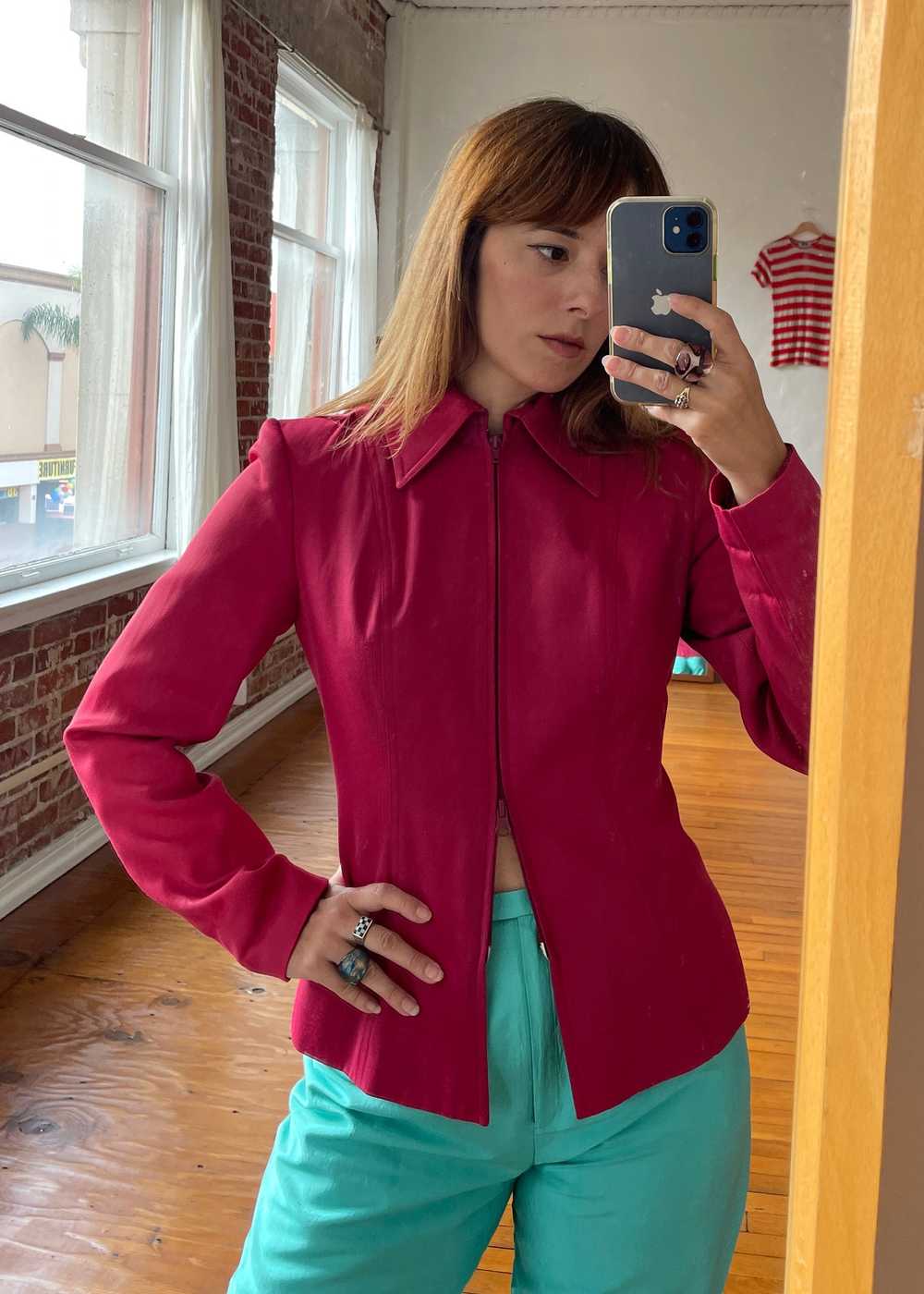 1980s Barbie Pink Suit Jacket with Boning and Sna… - image 2