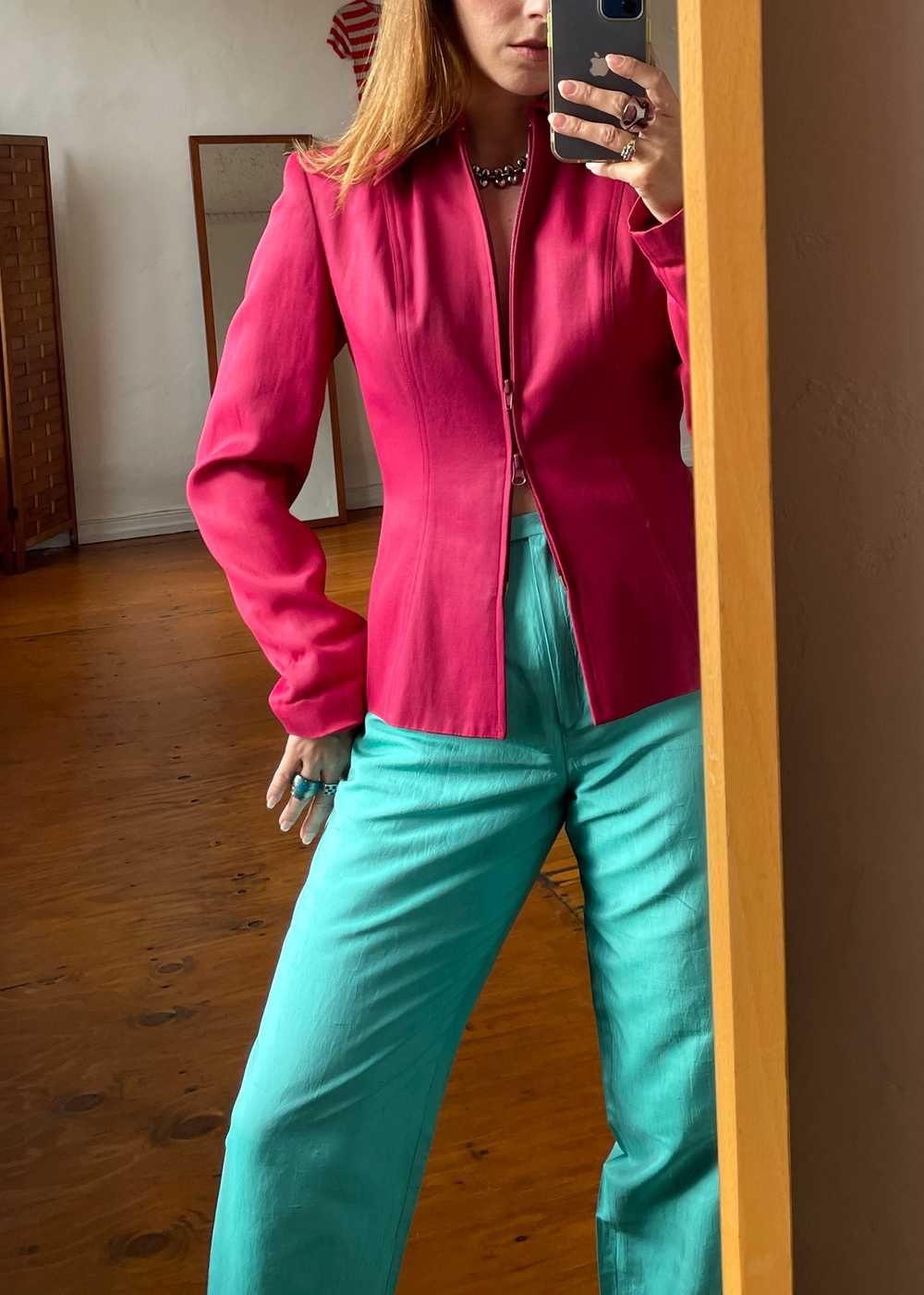 1980s Barbie Pink Suit Jacket with Boning and Sna… - image 4