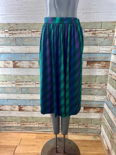 90’s Green, Navy & Purple Multicolor Stripe Skirt