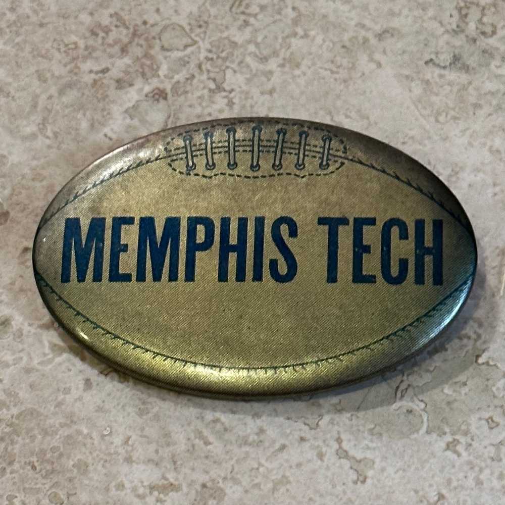 1950s Memphis Tech Football Oval Pinback Button, … - image 1