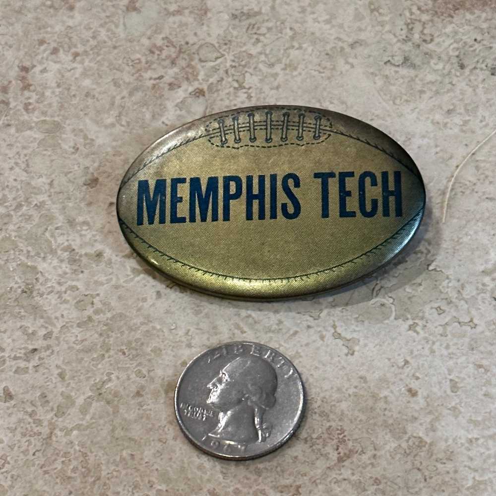 1950s Memphis Tech Football Oval Pinback Button, … - image 2
