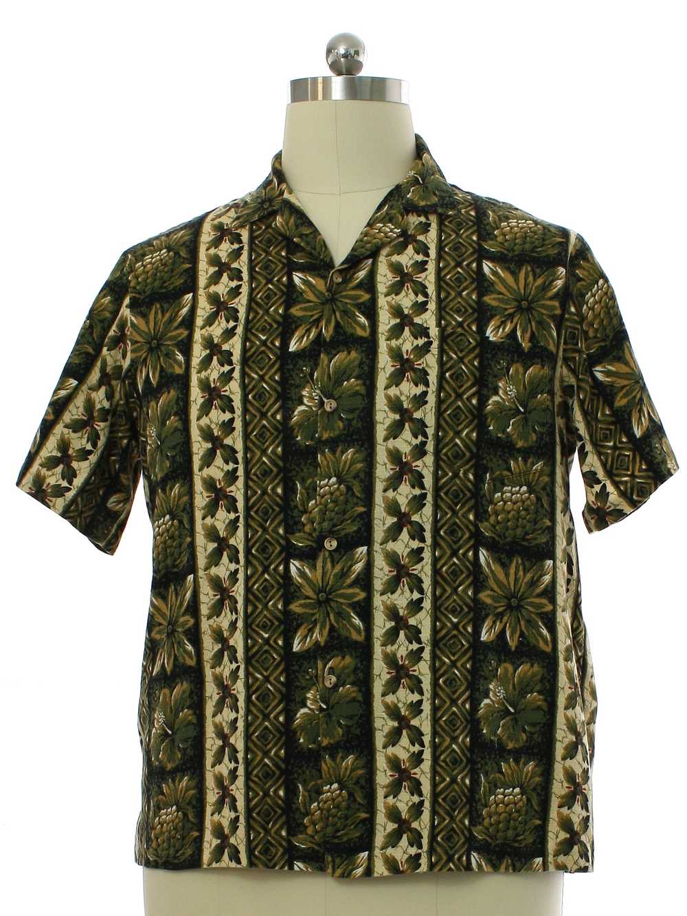 1970's RJC Mens RJC Bark Cloth Hawaiian Shirt - image 1