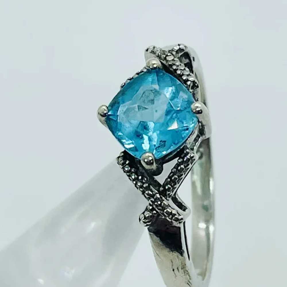 Diamond and 2 carat blue topaz and sterling silve… - image 4