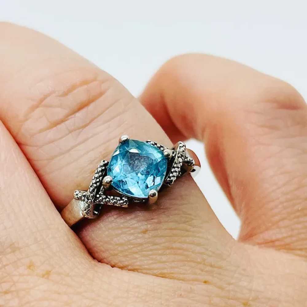 Diamond and 2 carat blue topaz and sterling silve… - image 7