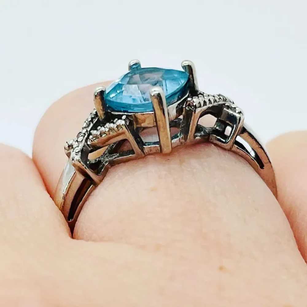 Diamond and 2 carat blue topaz and sterling silve… - image 8