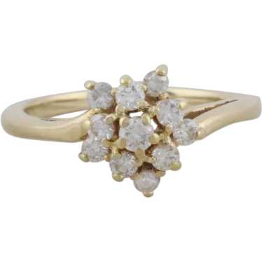 14k Yellow Gold .36 carat Diamond Cluster Flower … - image 1