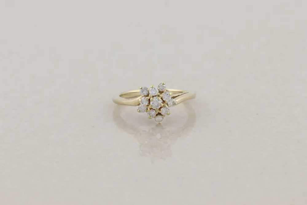 14k Yellow Gold .36 carat Diamond Cluster Flower … - image 5