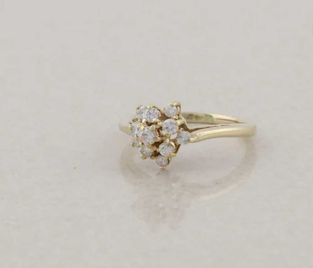 14k Yellow Gold .36 carat Diamond Cluster Flower … - image 6