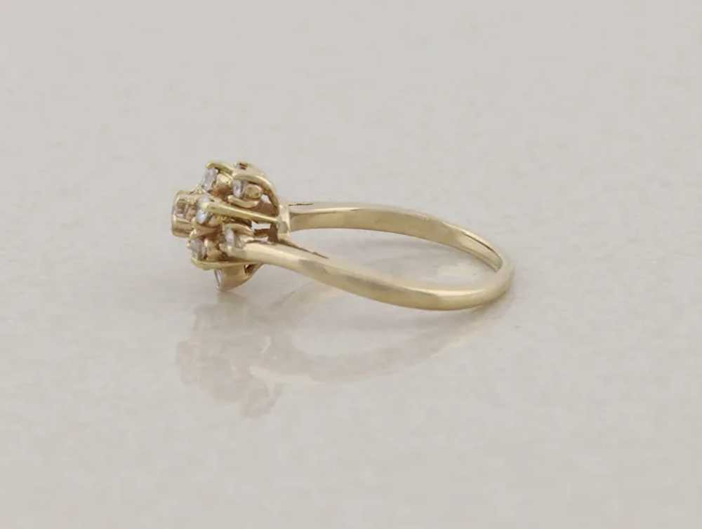 14k Yellow Gold .36 carat Diamond Cluster Flower … - image 8