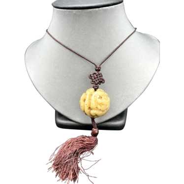 Carved Chinese Jade Pendant on Tassel Necklace. - image 1