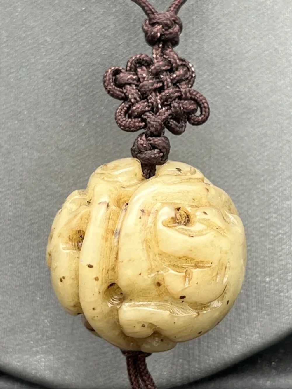 Carved Chinese Jade Pendant on Tassel Necklace. - image 4