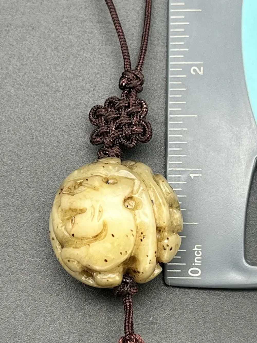 Carved Chinese Jade Pendant on Tassel Necklace. - image 6
