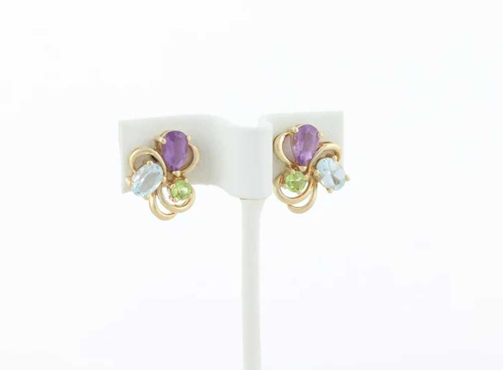 14k Yellow Gold Natural Amethyst, Blue Topaz, and… - image 4