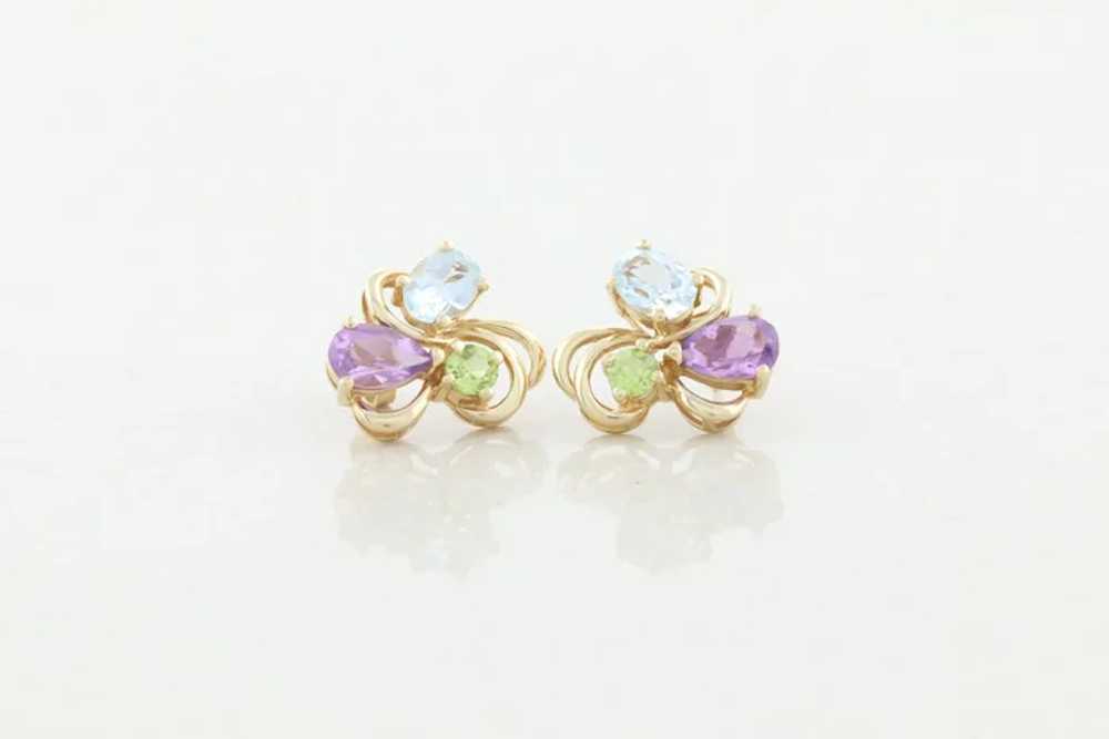 14k Yellow Gold Natural Amethyst, Blue Topaz, and… - image 7