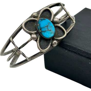 Sterling Silver Turquoise Cuff Bracelet Native Am… - image 1