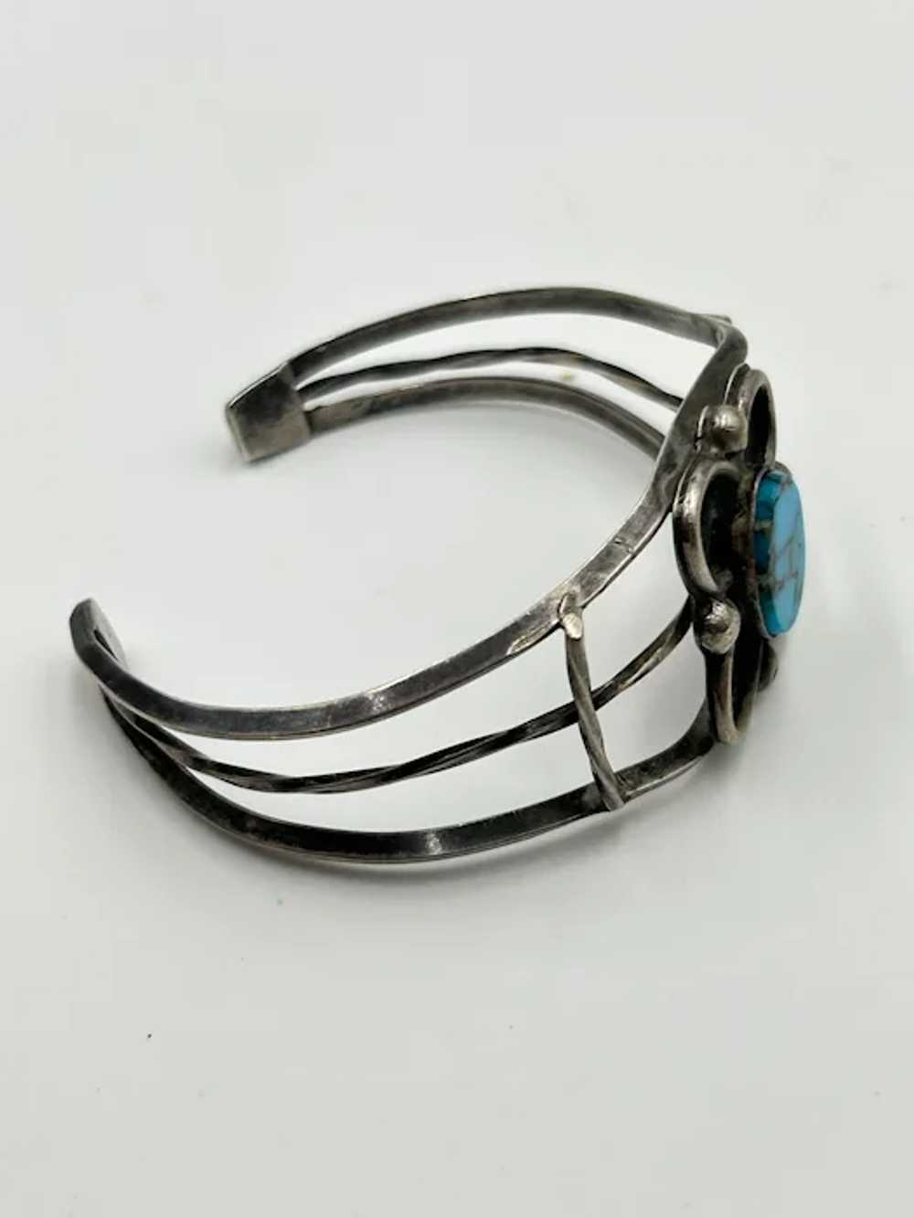 Sterling Silver Turquoise Cuff Bracelet Native Am… - image 5