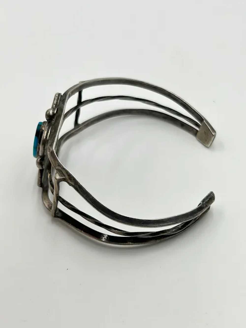Sterling Silver Turquoise Cuff Bracelet Native Am… - image 6
