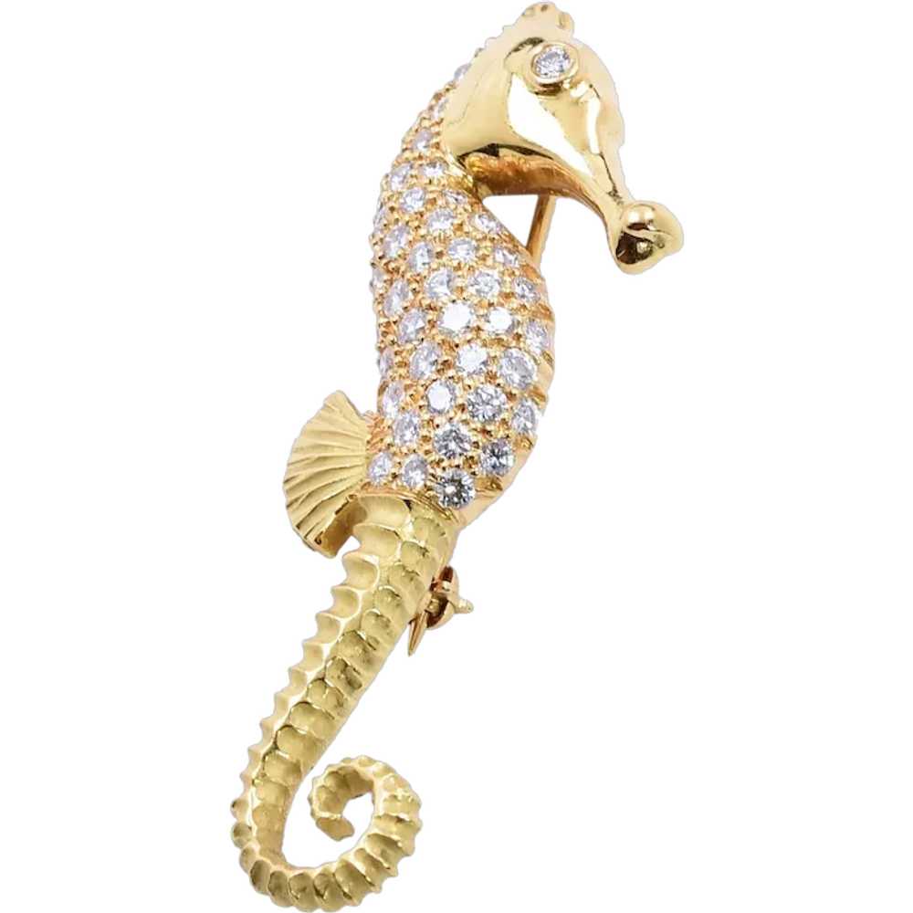 Tiffany & Co. Emerald Diamond 18k Yellow Gold Sea… - image 2