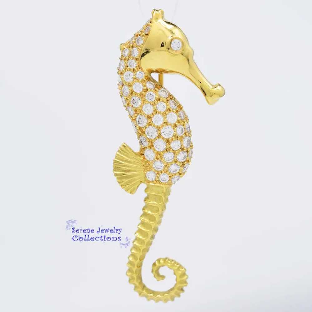 Tiffany & Co. Emerald Diamond 18k Yellow Gold Sea… - image 3