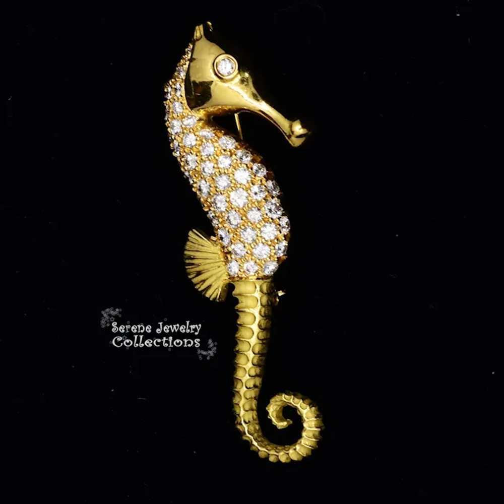 Tiffany & Co. Emerald Diamond 18k Yellow Gold Sea… - image 9