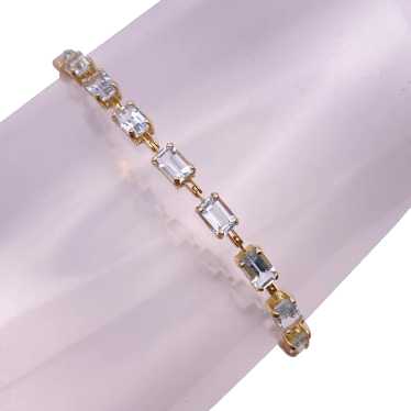 Aquamarine Line Bracelet 9.0 Carat Emerald Cut 14… - image 1