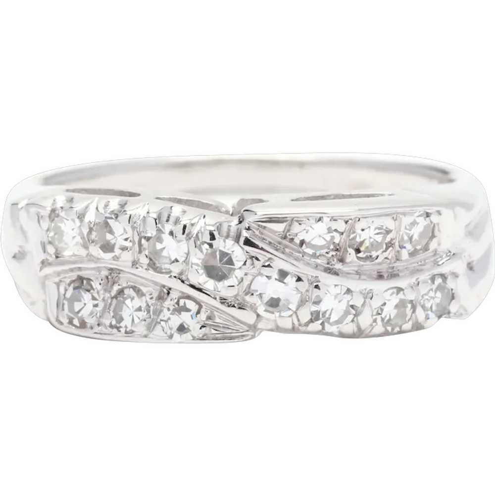 Vintage .25ctw Diamond Crossover Band Ring, 14K W… - image 1
