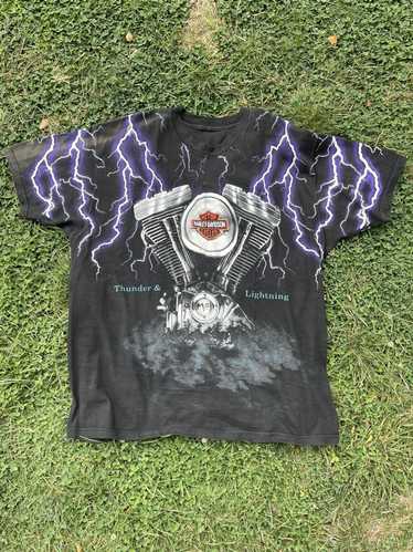 Vintage Harley Davidson Thunder Lightning Shirt Jersey Single