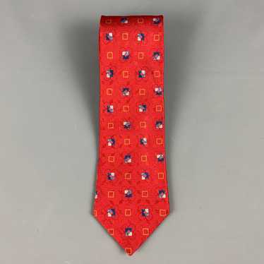 Ermenegildo Zegna Red Blue Squares Silk Tie - image 1