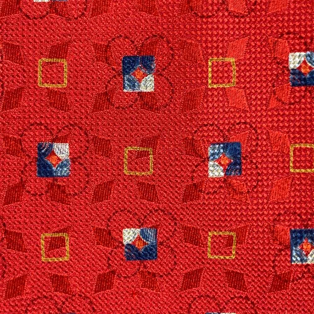 Ermenegildo Zegna Red Blue Squares Silk Tie - image 2