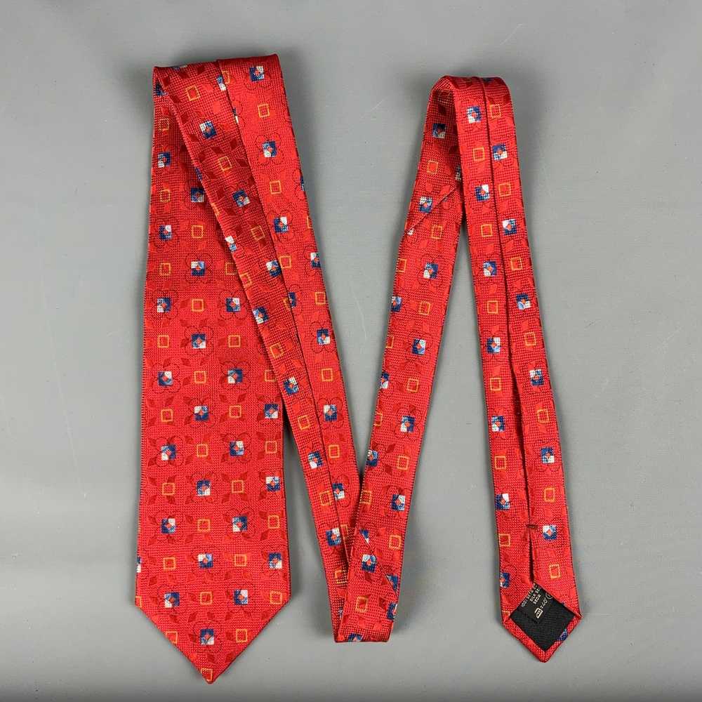 Ermenegildo Zegna Red Blue Squares Silk Tie - image 3