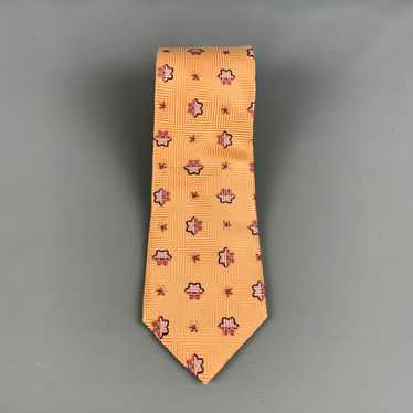 Ermenegildo Zegna Orange Pink Floral Silk Tie