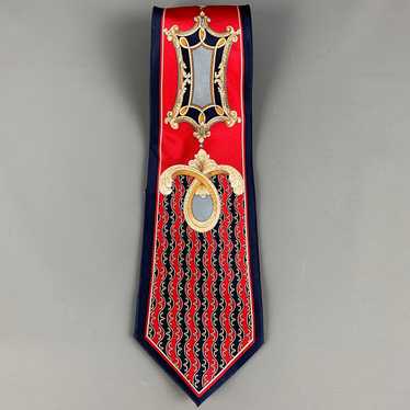 Other Red Navy Print Silk Tie - image 1